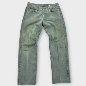 Armani Jeans Vintage 80s 90s Men's Size 38 Green Denim Leg Relaxed Fit Italy